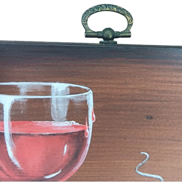 Mouse With Cheese And Wine Original Painting On Wood Signed Eddie Handpainted #1 - Picture 6 of 9